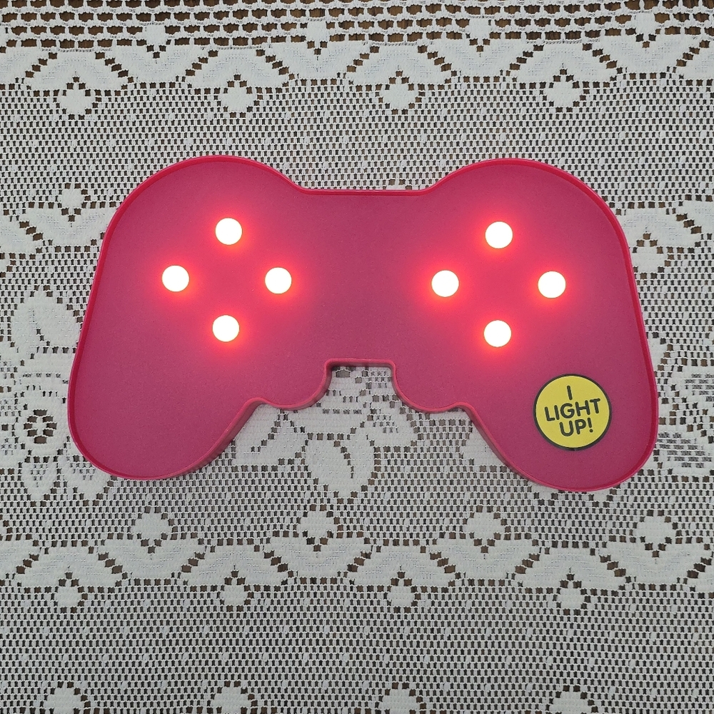 NEW Pink LED Light Up Video Game Controller Wall Decor 12"x7" Battery Operated